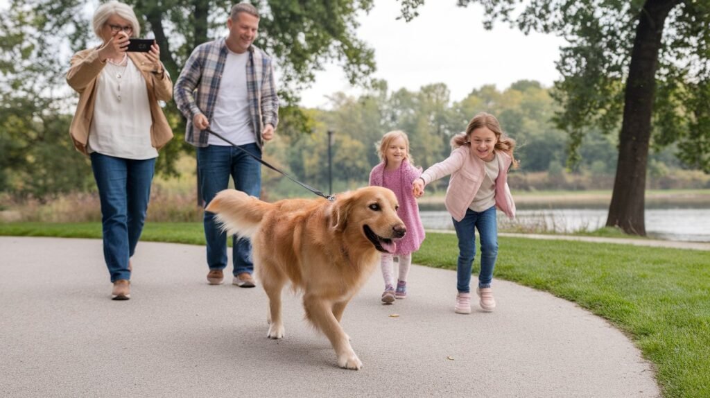 family outing with their dog